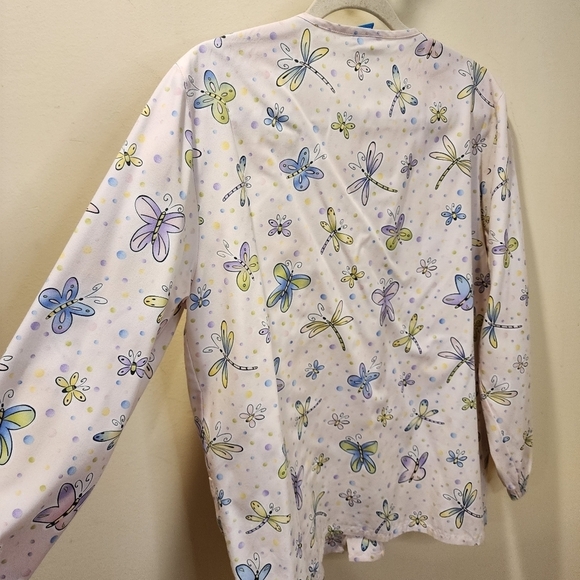 Scrub H. Q butterflies multicolor Scrub jacket size M - Picture 3 of 10